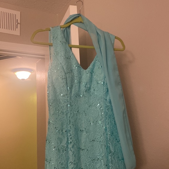 Long turquoise/mint colorer Dress - Picture 2 of 4